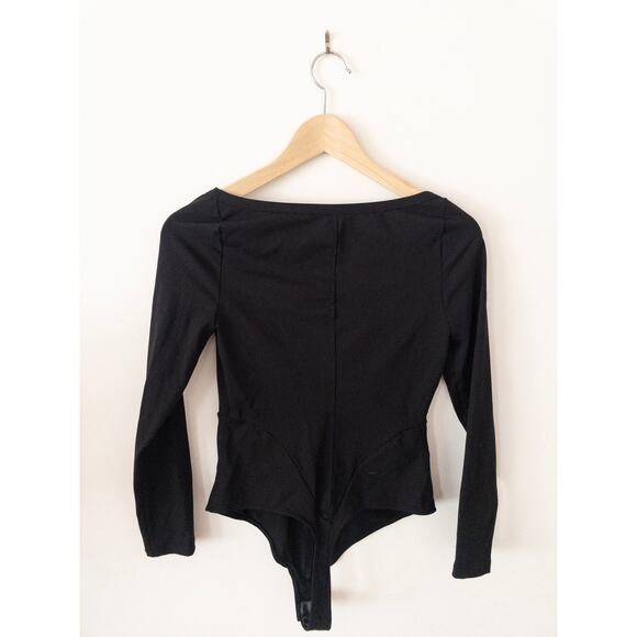Free People Intimately Corset Style Thong Long Sleeve Black Bodysuit Small - Picture 2 of 5
